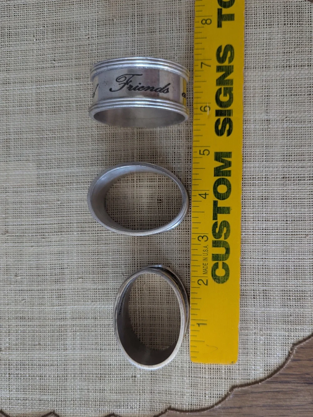 Pottery Barn Friends and Family Antiqued Silver Tone Oval Napkin Rings Set of 6